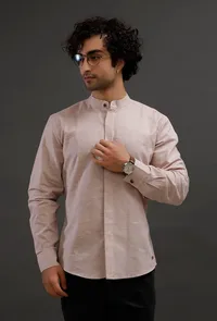Muted Pink Cotton Slim Fit Shirt image 1