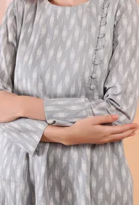 Cadet Grey Cotton Woven Kalidar Dress image 5