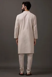 Frost White Cotton Silk Check Kurta image 4