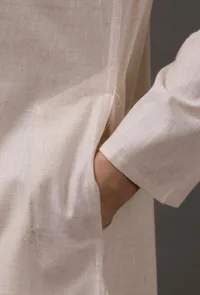Frost White Cotton Silk Check Kurta image 6