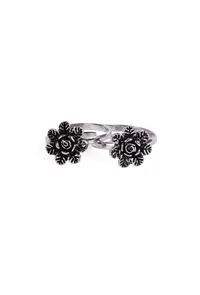 Tanvika Rosette Pattern German Silver Adjustable Toe Ring image 2