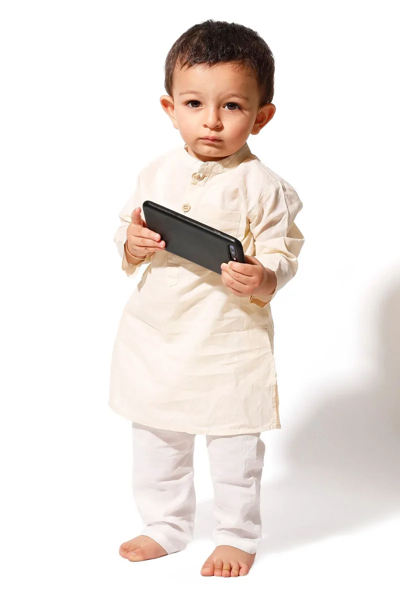 Off-White Cotton Kurta Pyjama Set
