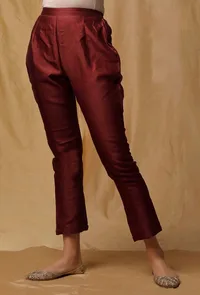 Maroon Banarsi Chanderi Pants image 2