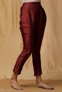 Maroon Banarsi Chanderi Pants image 3