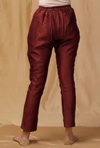 Maroon Banarsi Chanderi Pants image 4