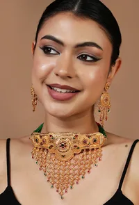 Rajshree Meenakari Beaded Choker Set image 1