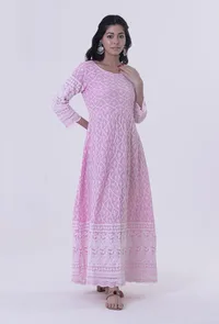 Pink Cotton Chikankari Kurta image 1