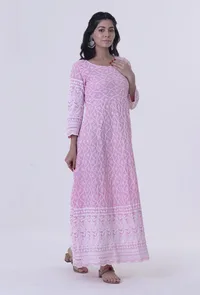 Pink Cotton Chikankari Kurta image 2
