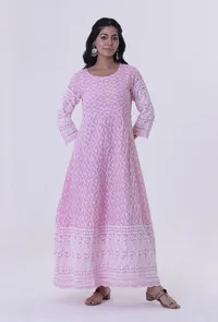 Pink Cotton Chikankari Kurta image 4