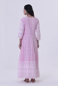 Pink Cotton Chikankari Kurta image 5
