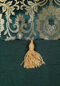 Set Of 2:Green Tassel Brocade Cushion Covers image 3