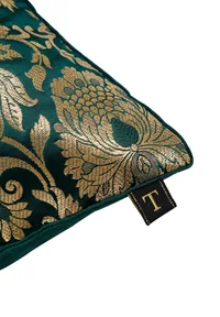 Set Of 2:Green Tassel Brocade Cushion Covers image 5