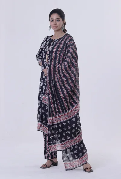 Black Cotton Rayon Dupatta