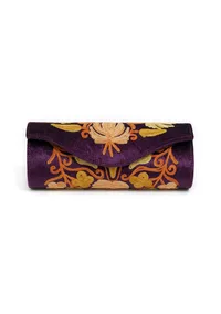 Violet Tila Embroidery Velvet Clutch image 2