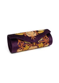 Violet Tila Embroidery Velvet Clutch image 3