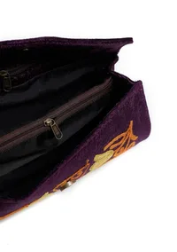 Violet Tila Embroidery Velvet Clutch image 6