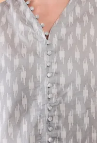 Cadet Blue Grey Cotton Woven Kalidar Kurta image 6