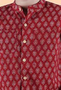 Aaron Madder Red Ajrakh Print Cotton Super Short Kurta image 6
