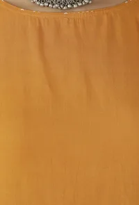 Mustard Plain & Bandhani Flared Dress image 5