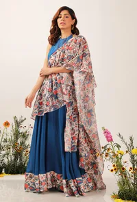 Bella Floral Print Ruffled Dupatta. image 2