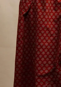Red Ajrakh Print Straight Kurta image 6