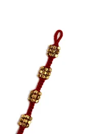 Set Of 2- Fariha Red Thread German Silver Anklets image 4