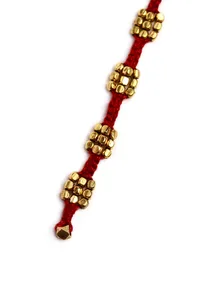 Set Of 2- Fariha Red Thread German Silver Anklets image 5