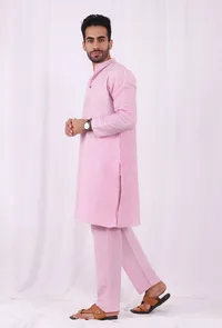 Set of 2: Pink Striped Cotton Kurta and Pajama image 3