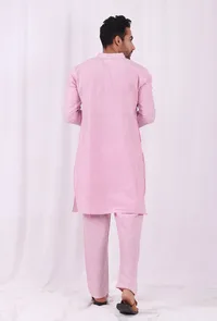 Set of 2: Pink Striped Cotton Kurta and Pajama image 5
