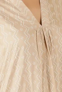 Beige Bandhani Gathered Kurta With Pockets image 5