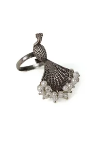 Oxidized Silver Peacock Ring image 4