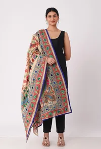 Tanvi hand embriodered kantha silk dupatta image 3