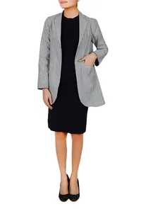 White & Black Cotton Short Blazer image 1