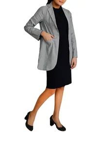 White & Black Cotton Short Blazer image 2