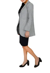 White & Black Cotton Short Blazer image 3