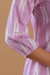 Lavender Ikat Cotton Straight Kurta image 6