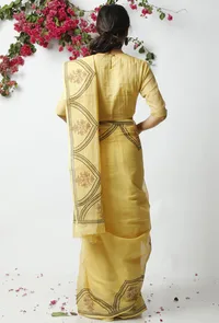 The Somber Yellow Kota Doria Saree image 3