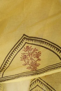 The Somber Yellow Kota Doria Saree image 4