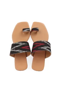 Multi Colored Ikat One Toe Cruelty Free Leather Flats image 2