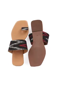 Multi Colored Ikat One Toe Cruelty Free Leather Flats image 3