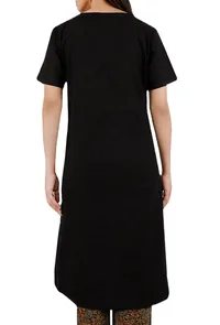 Classic Black Cotton Slub Kurta image 4