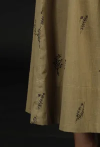 Okra Beige Handblock Floral Tassel Skirt image 5