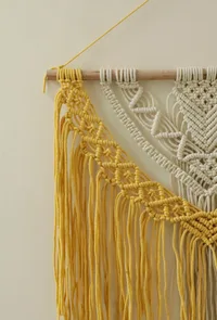 Yellow and White Swirl Macrame Wall Hanging image 2