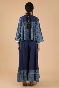 Manya Indigo Jaal Printed Front Tie Kedia Jacket image 3