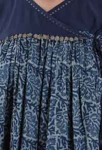 Manya Indigo Jaal Printed Front Tie Kedia Jacket image 4