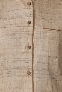 Brown Cotton Khadi Nehru jacket image 4