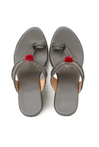 Matte Finish Vegan Leather Kolhapuri Inspired Wedges image 2