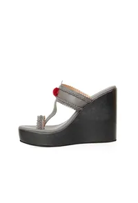 Matte Finish Vegan Leather Kolhapuri Inspired Wedges image 5