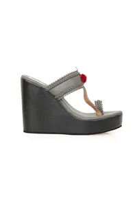 Matte Finish Vegan Leather Kolhapuri Inspired Wedges image 6