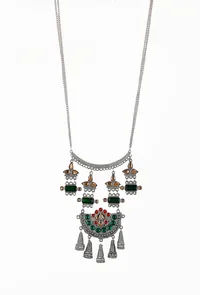 Colourful German Silver Afghan Necklace image 1